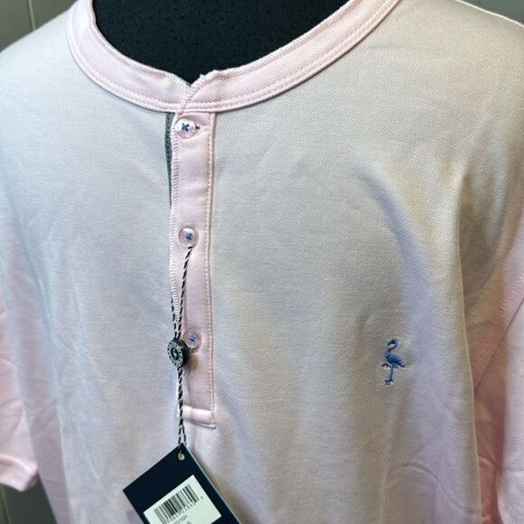 Tailorbyrd pink pique short sleeve henley. Soft stretch modal/polyester. XL - Picture 2 of 6